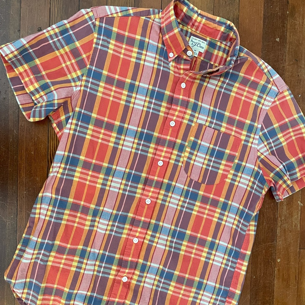 J. Crew Madras Shirt - Men’s M - Orange Plaid
